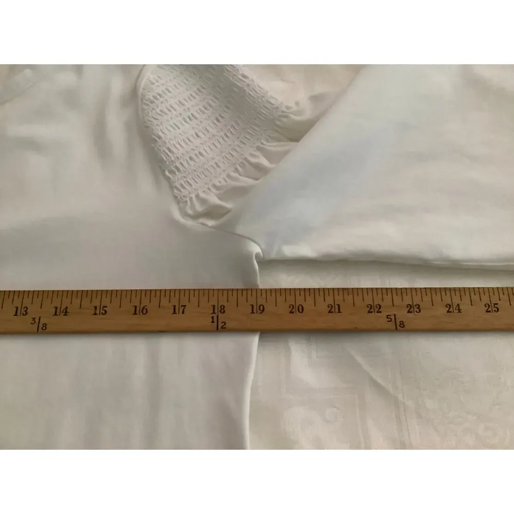 CHICO'S White Rouched 3/4 Sleeves women’s size 1 white